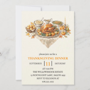 fall dinner party thanksgiving holiday invitation