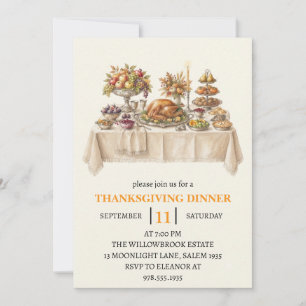 fall dinner party thanksgiving holiday  invitation
