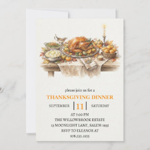 Fall dinner party thanksgiving holiday invitation