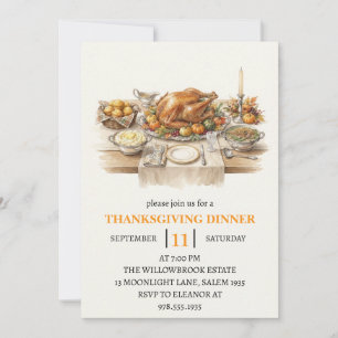 Fall dinner party thanksgiving holiday invitation