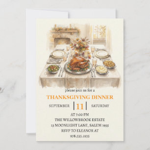Fall dinner party thanksgiving holiday invitation