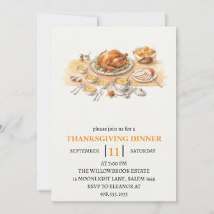 Fall dinner party thanksgiving holiday invitation