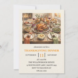 Fall dinner party thanksgiving holiday invitation