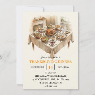 Fall dinner party thanksgiving holiday invitation