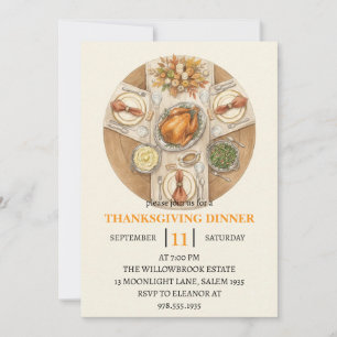 Fall dinner party thanksgiving holiday invitation
