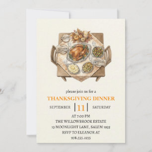 Fall dinner party thanksgiving holiday invitation