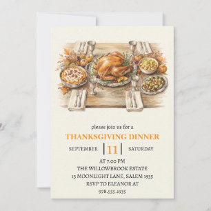 Fall dinner party thanksgiving holiday invitation