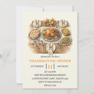 Fall dinner party thanksgiving holiday invitation