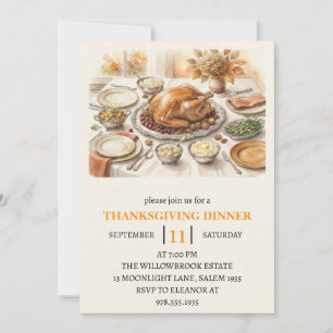 Fall dinner party thanksgiving holiday invitation
