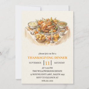 fall dinner party thanksgiving holiday invitation