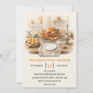 fall dinner party thanksgiving holiday invitation