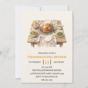 Fall dinner party thanksgiving holiday invitation