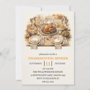 Fall dinner party thanksgiving holiday invitation