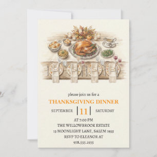 Fall dinner party thanksgiving holiday invitation