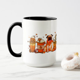 Fall Dog Coffee Mug, Bull Dog Mug, Fall Vibes Mug