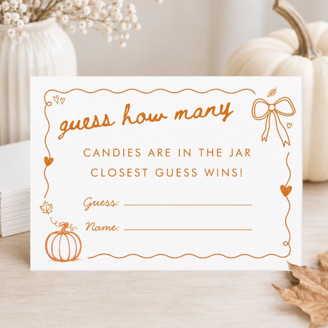 Fall Doodle Baby Shower Party Guessing Game Card (Creator Uploaded)