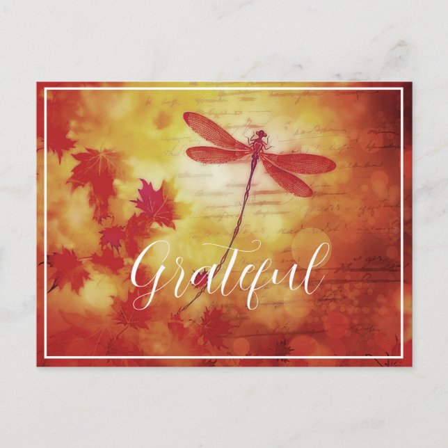 Fall dragonfly custom postcard (Front)