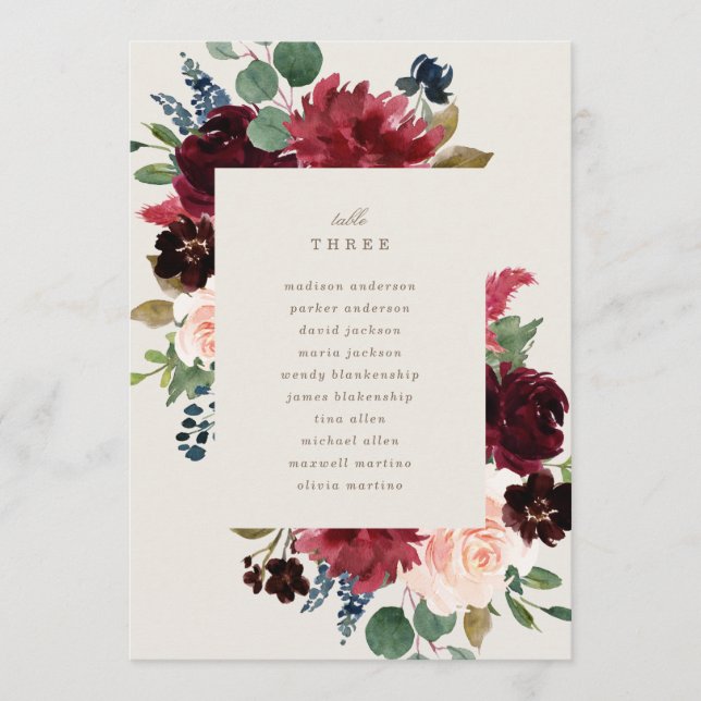 Fall Elegance Table Number with Seating (Front)