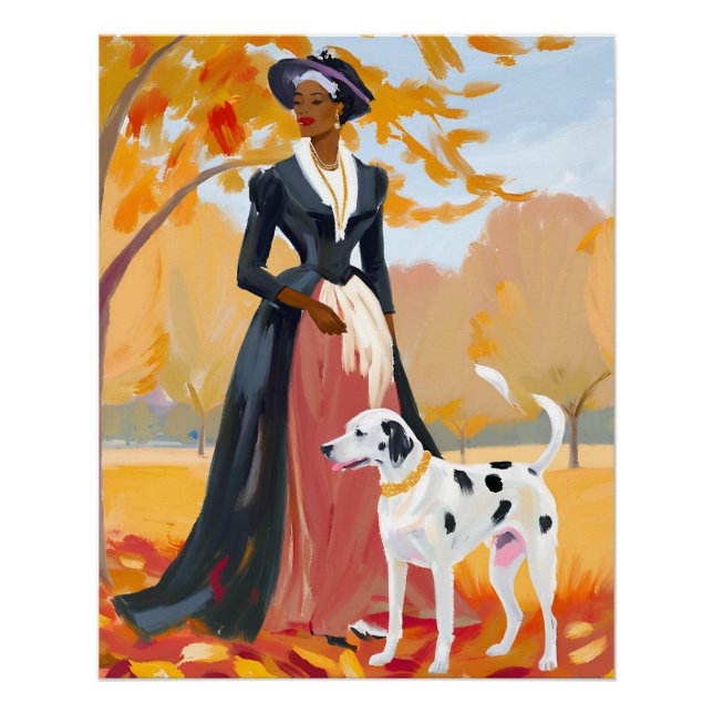 Fall Elegance: Woman with Dalmatian in Regency Poster (Front)