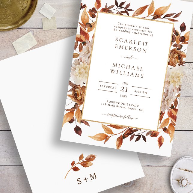 Fall Elegant Leaves Wedding Invitation (Fall Elegant Leaves Wedding Invitation
)