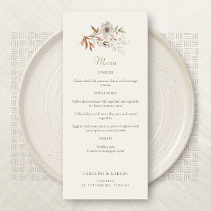 Fall Elegant Minimalist Wildflowers Wedding Menu