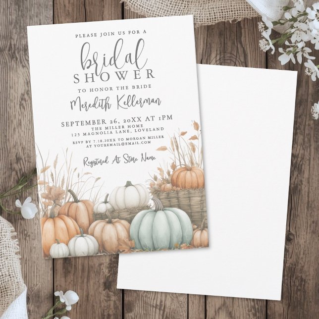 Fall Elegant Pumpkin Bridal Shower Invitation (Fall Elegant Pumpkin Bridal Shower Invitation)