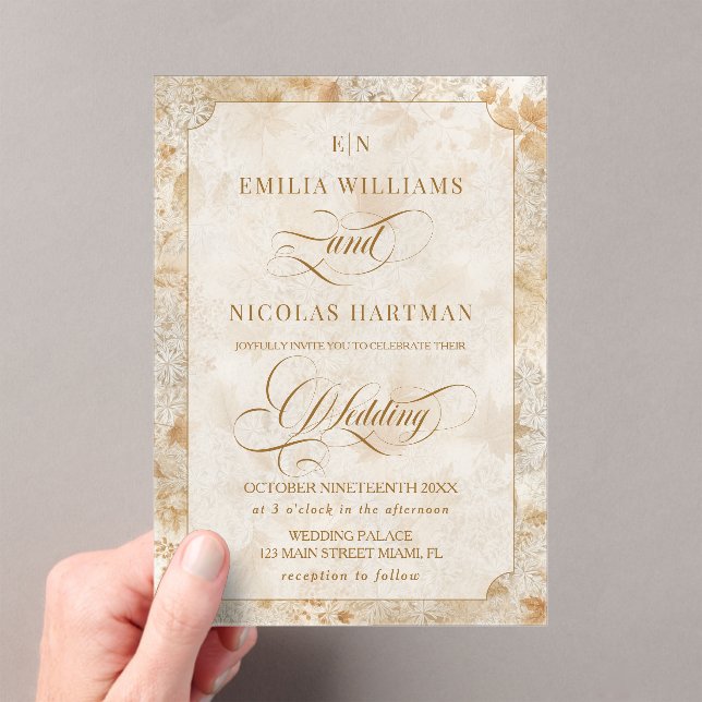 Fall Elegant Romantic Wedding Acrylic Invitations (Insitu (Handheld))