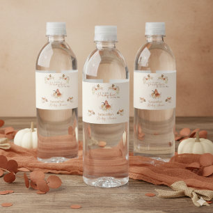 Fall Elegant Rustic Little Pumpkin Water Bottle Label
