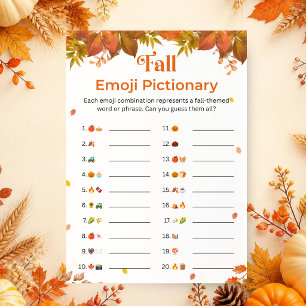 Fall Emoji Pictionary   Fall Party Game Invitation