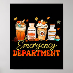 Fall Er Nurse Emergency Room Nurse School Pumpkin  Poster