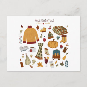 Fall Essentials Digital Drawing Postcard