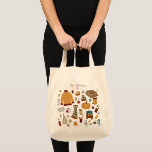Fall Essentials Digital Drawing Tote Bag
