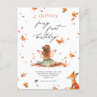 Fall Fairy and Fox First Birthday Invitation