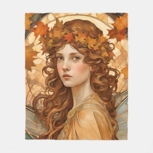 Fall Fairy  - Art Nouveau  Fleece Blanket