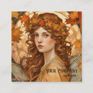 fall fairy -artisic square business card