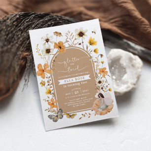 Fall Fairy Boho Wildflower Garden Birthday Party Invitation