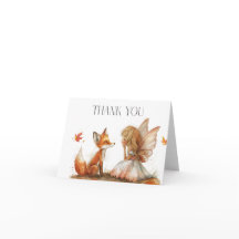 Fall Fairy First Birthday Thank You with a Fox