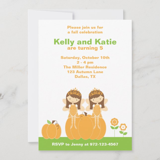 Fall Fairy Princess Invitations (Front)