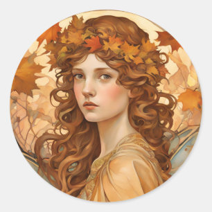 Fall Fairy  round sticker