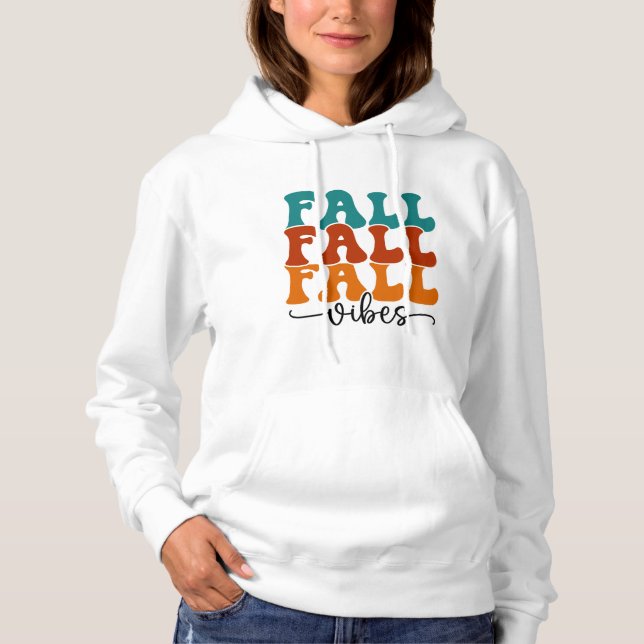 Fall Fall Fall Vibes Typography Script Womens  Hoodie (Front)