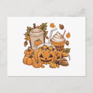 Fall Family Halloween Thanksgiving Cute Autumn Postcard