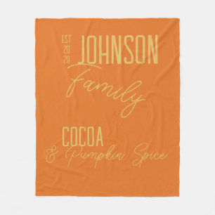 Fall Family Pumpkin Spice Orange Fleece Blanket