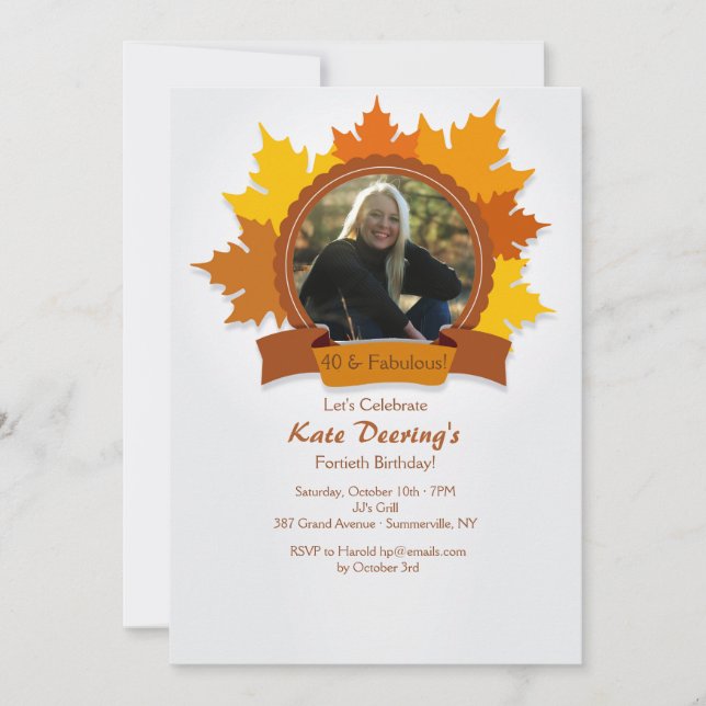 Fall Fancy Photo Invitation (Front)