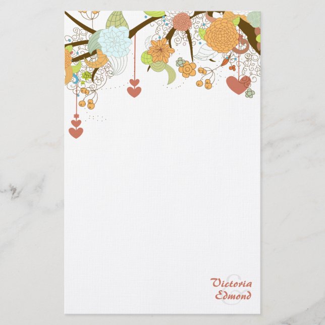 Fall Fantasy Floral Personalised Stationery (Front)