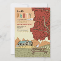 Fall Farm Landscape Party Invitation