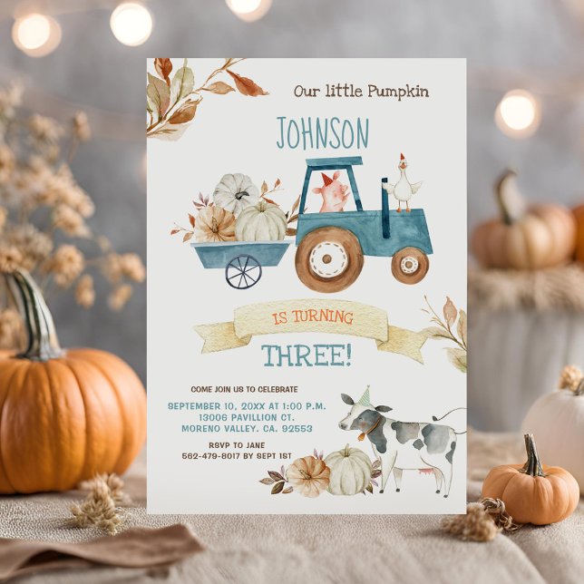 Fall Farm Party Our Little Pumpkin Birthday  Invitation (Creator Uploaded)