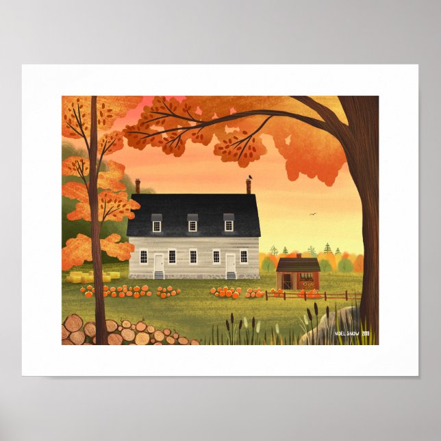 Fall Farmhouse Autumn Pumpkin Art Print (Front)