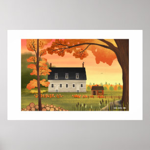 Fall Farmhouse Autumn Pumpkin Extra Large Print