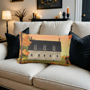 Fall Farmhouse Autumn Pumpkin Lumbar Cushion