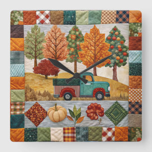 Fall Farmhouse Style Pickup Truck Wall Clock